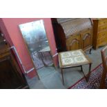 A teak framed mirror and a G-Plan teak and tiled top Astro occasional table