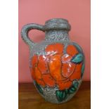 A West German 486-38 fat lava floral Scheurich Keramik glazed pottery jug