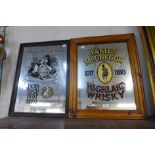 A James McGregor Highland Whisky advertising mirror and a Portuguese advertising mirror