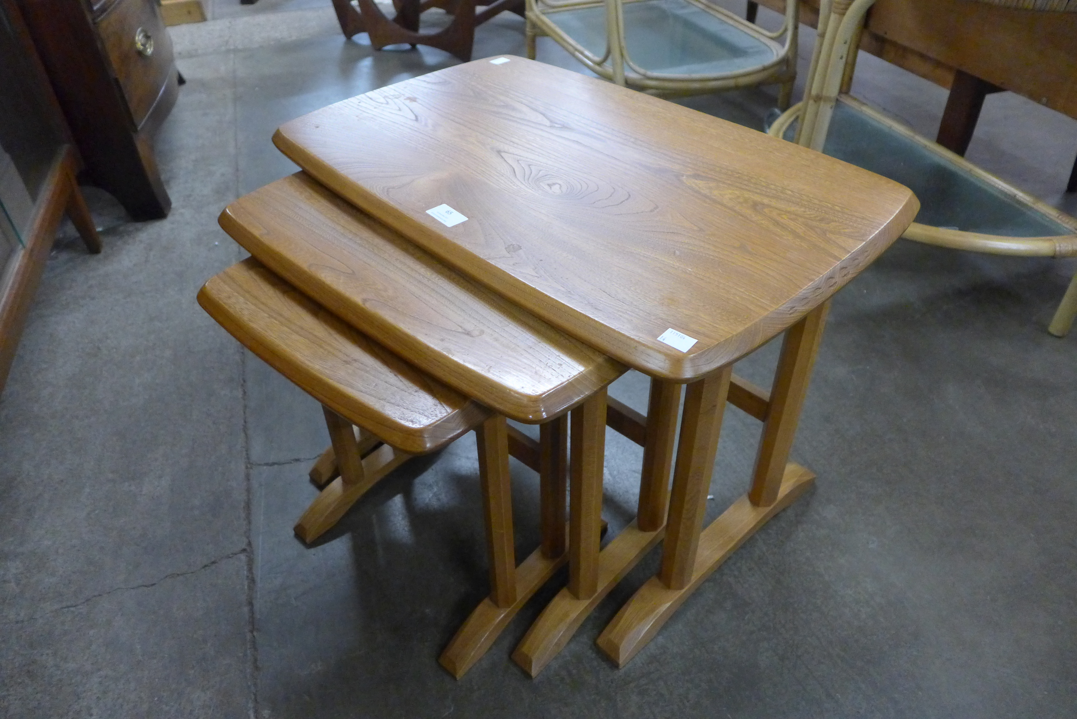 An Ercol Blonde ash nest of tables