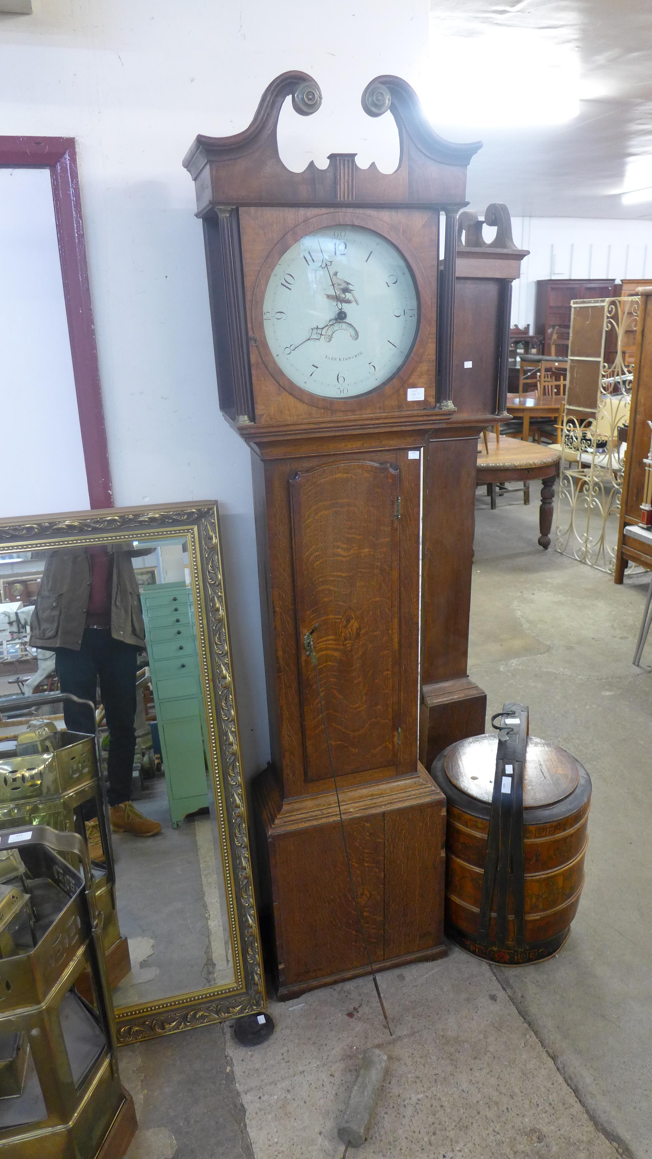 A George III oak 30-hour longcase clock, the painted dial signed Earp, Kegworth