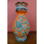 A West German 62-45 relief floral Bay Keramik glazed vase