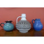 Three West German glazed pottery jugs