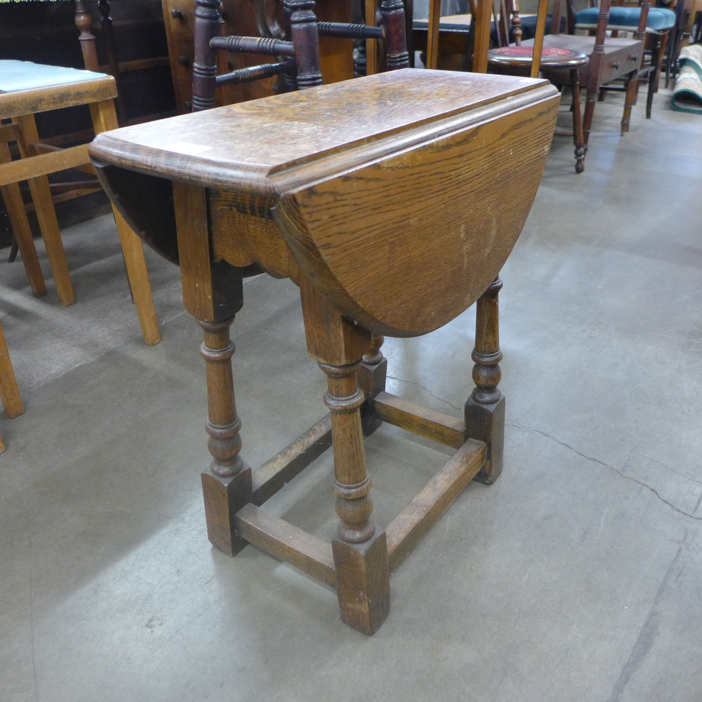 Three stools, a bentwood chair and a small oak drop-leaf occasional table - Image 2 of 2