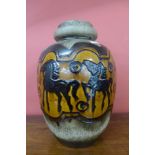 A large West German 286-51 fat lava horse Scheurich Keramik glazed vase