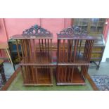 A pair of mahogany table top bookcases