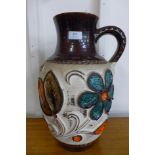A West German 95-45 floral glazed pottery jug