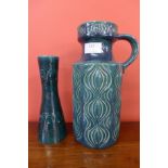 A West German 485-26 onion Scheurich Keramik glazed pottery jug and a 313-20 vase