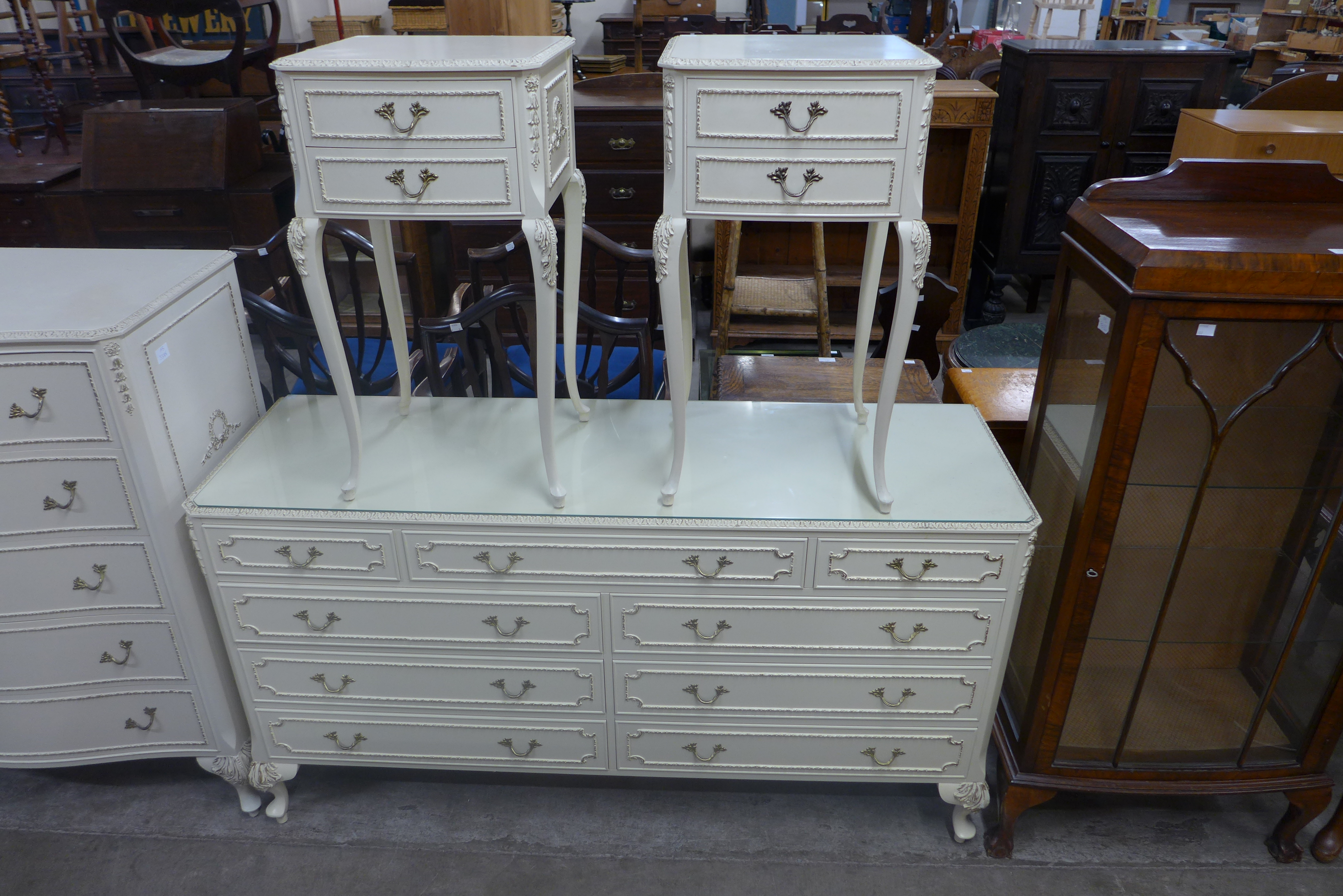 A French style cream and parcel gilt four piece bedroom suite - Image 2 of 2