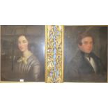 A pair of portraits, oil on canvas, framed
