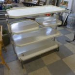 A vintage painted steel metamorphic medical trolley