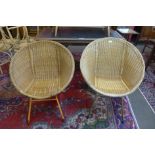 Two wicker ball chairs