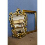 A gilt framed mirror and a gilt frame