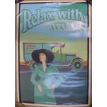 A Robin Anderson 1970's advertising poster, Relax with Rizla
