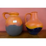 A West German 484-30 fat lava Scheurich Keramik glazed pottery jug and a 313-30 jug