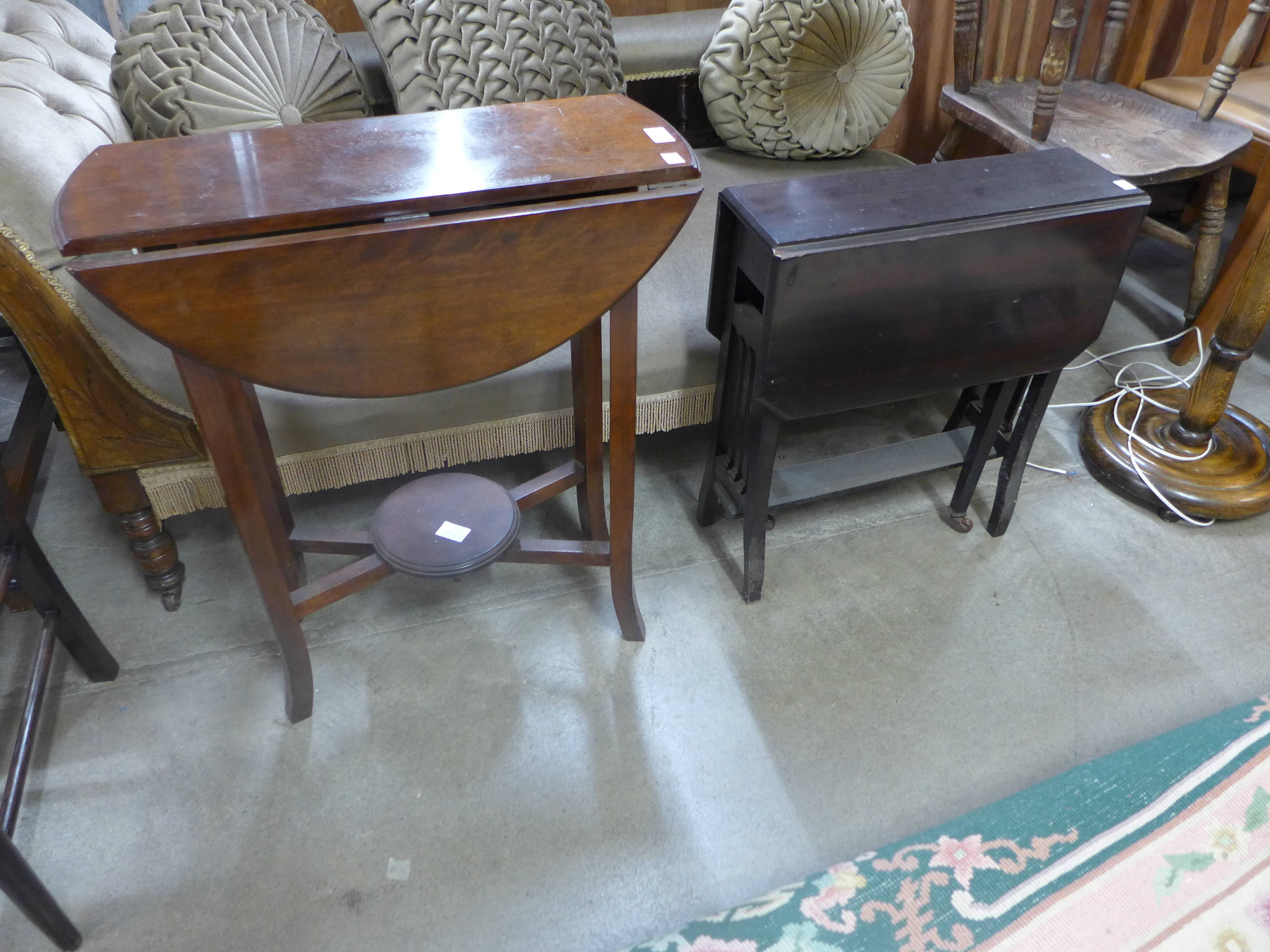An Edward VII mahogany Sutherland table and one other