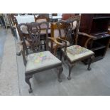 A pair of Chippendale Revival mahogany carver chairs