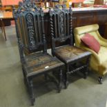 Two 19th Century French carved oak side chairs