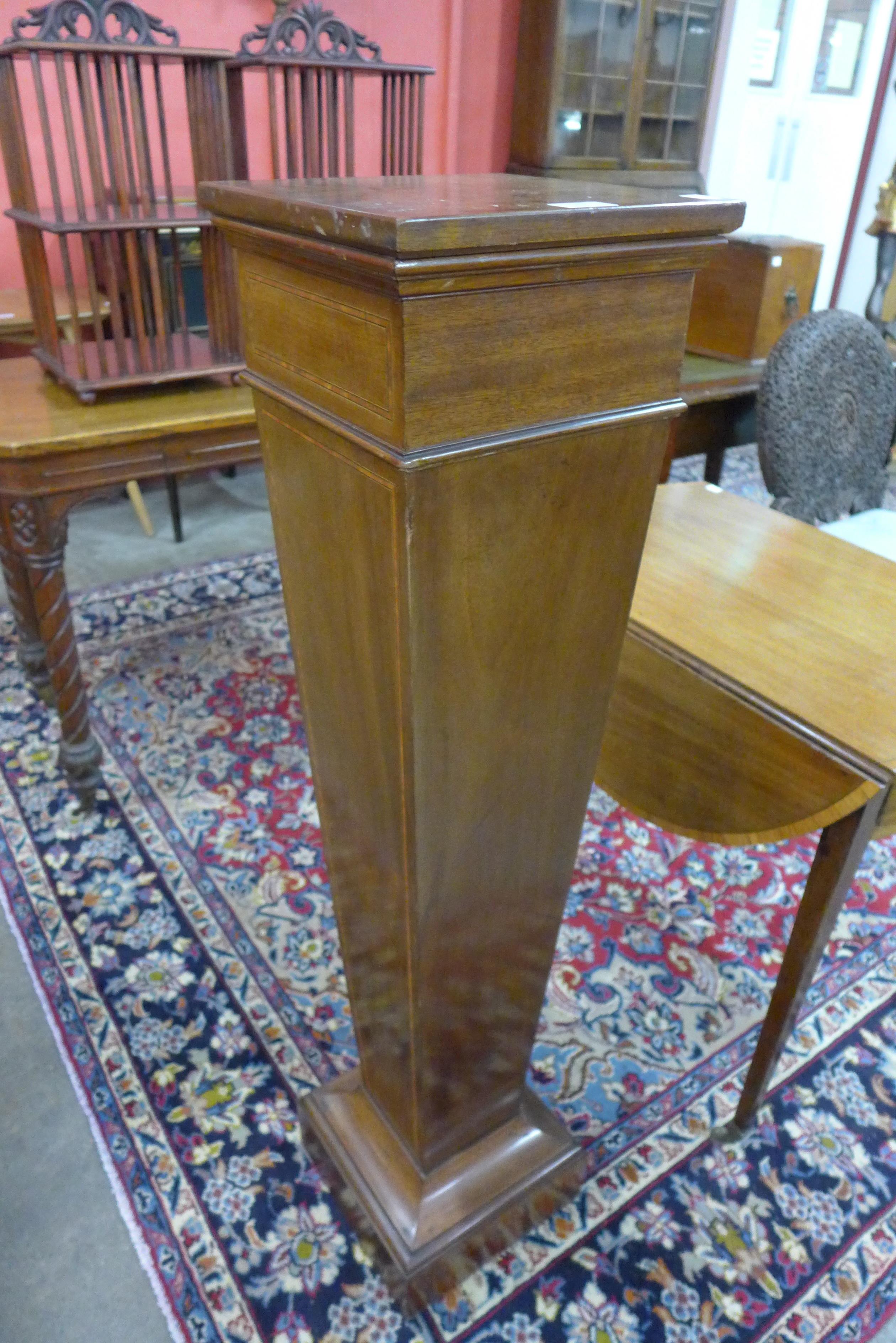 An Edward VII inlaid mahogany torchere