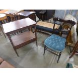 A Victorian mahogany and upholstered duet stool, an Edward VII carved mahogany dining chair and a