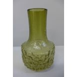 A Whitefriars mallet vase in sage green, pattern no. 9818, designed by Geoffrey Baxter