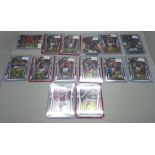 Fourteen Holo Panini Prizm and Select soccer cards including Gareth Bale in protective sleeves