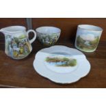 A collection of Shelley; Welsh tea party cream and sugar, small plate and can Richmond
