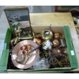 A collection of metalware including brass and copper **PLEASE NOTE THIS LOT IS NOT ELIGIBLE FOR