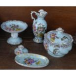 A French Missner Limoges porcelain dressing table set