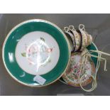 A continental porcelain dessert service, plates and comports with chips to rim and three early