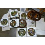 Twelve Wild Flowers collectors plates with eight wooden frames **PLEASE NOTE THIS LOT IS NOT