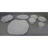 A collection of Shelley including Dainty White plate, pin trays, etc.