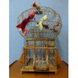 A wood and wire work bird cage