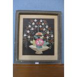 An early 20th Century floral embroidery, framed