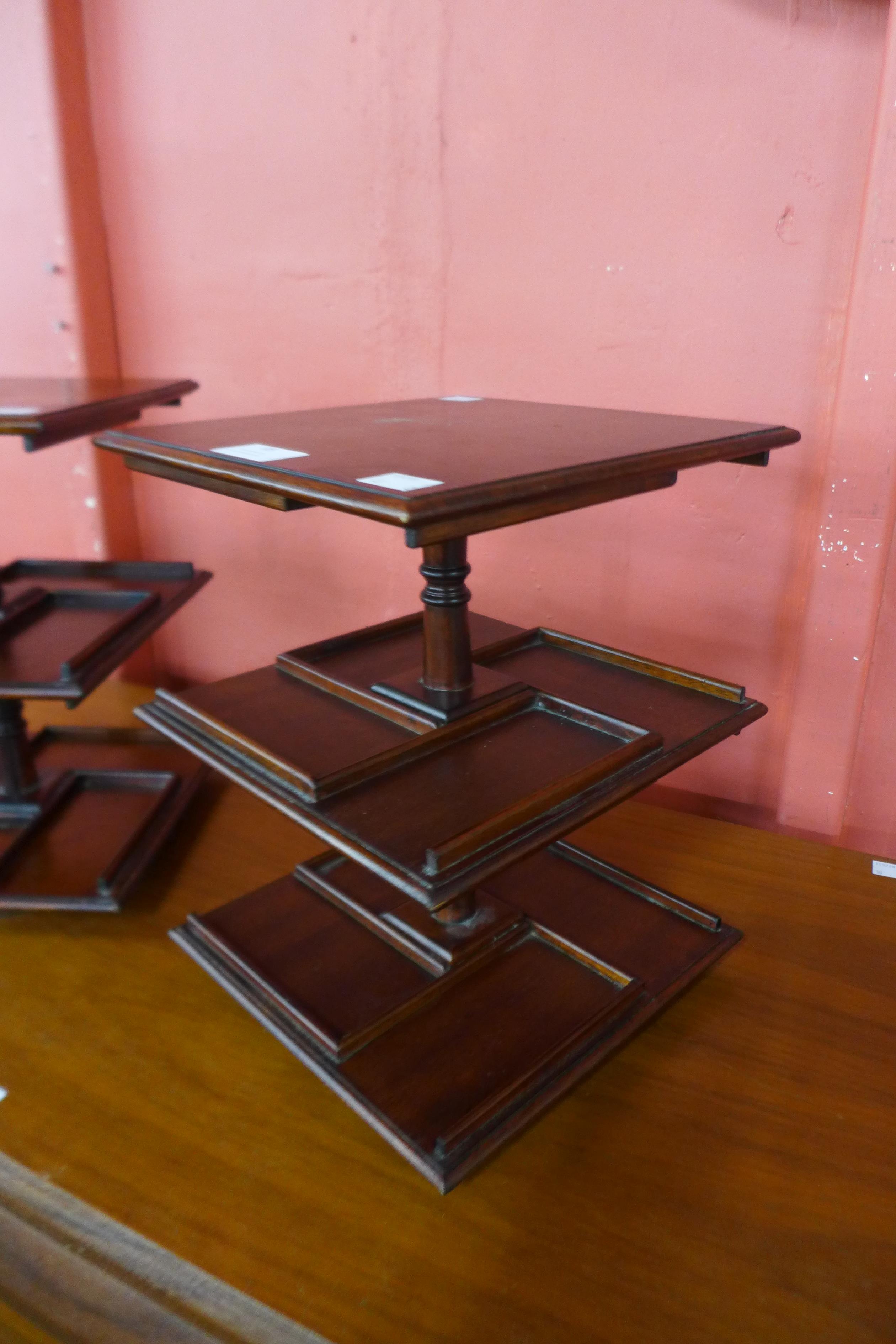 A pair of mahogany revolving desk stands, 30cms h - Image 2 of 2