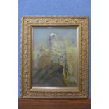 English School, study of a bird of prey, oil on canvas, indistinctly signed, framed