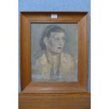 Ross Hickling (Bloomsberg School), portrait of a lady, oil on canvas laid on board, framed