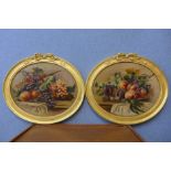 English School, pair of oval still lifes of fruit, oil on board, indistinctly signed, framed