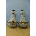 A pair of French Empire style bag shaped chandeliers