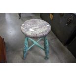 A painted Victorian kitchen stool