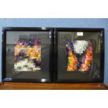 A pair of Bernie O'Donnell textile collages, framed