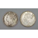 Two Victorian half crowns, 1875 and 1876