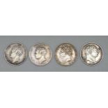 Four sixpence coins, George III 1820 and George IV 1825, 1826 and 1828