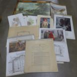 A 1914 and 1920s and 1930s calendars and a 1950s print **PLEASE NOTE THIS LOT IS NOT ELIGIBLE FOR