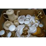 A Bavarian gold lustre tea set, Royal Vale teawares and a Denby four setting tea set