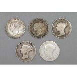 Five Victorian 3d coins