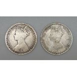 Two Victorian florins, 1872 and 1874