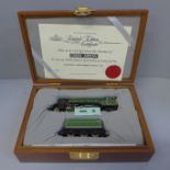 A Bachmann limited edition Green Arrow 00 gauge model train engine, unrun, with certificate