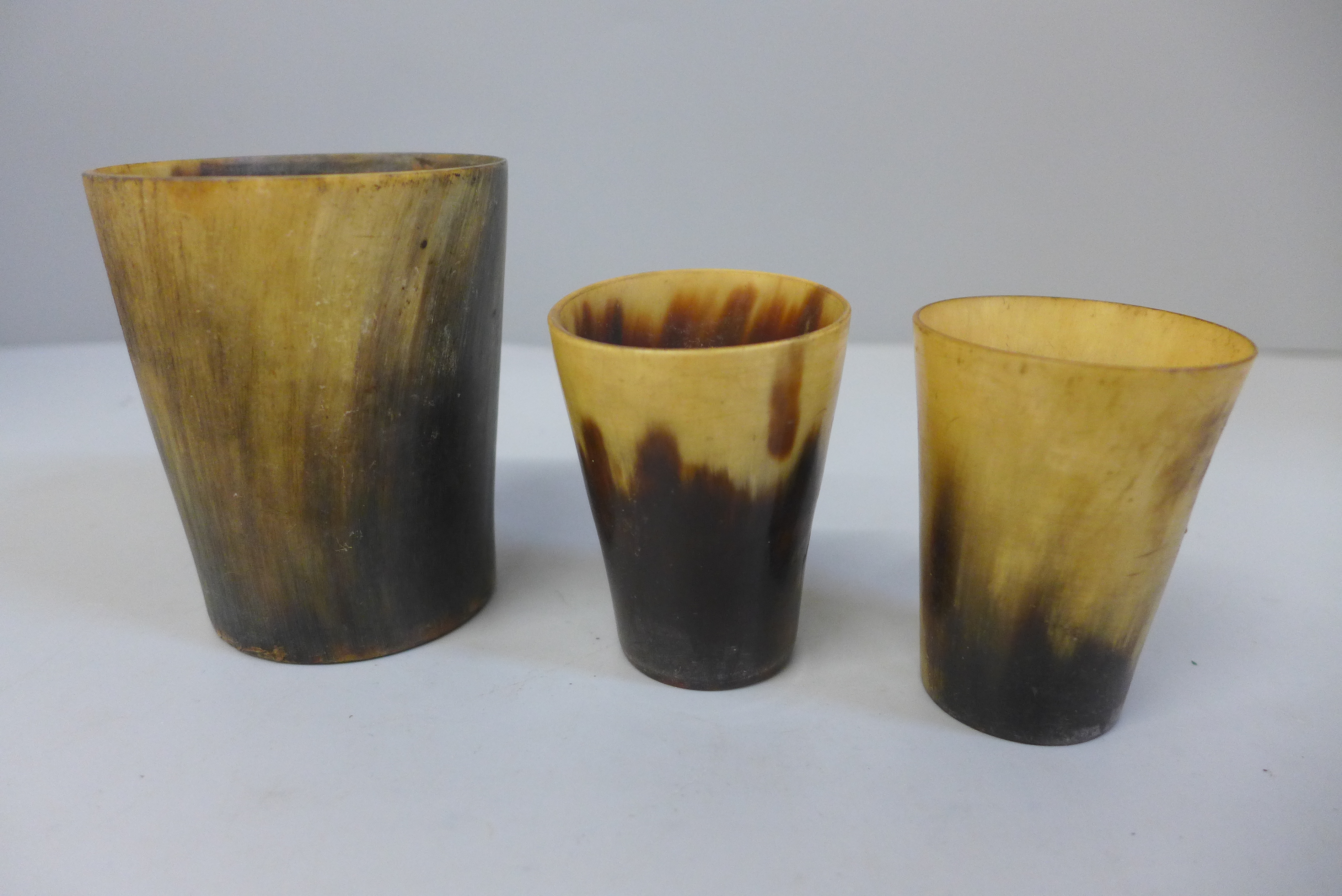 Three 19th Century horn beakers