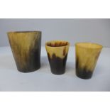 Three 19th Century horn beakers